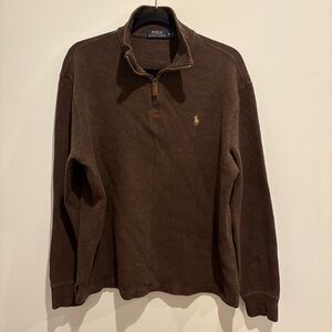 Brown polo quarter zip sweater